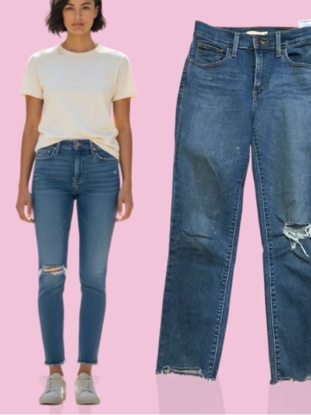 Levi's Mid Blue Distressed Skinny Jeans